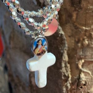 White Healing Quartz Cross/CruzCuarzoBlancoCurativ